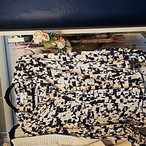Satin black and cream print blouse